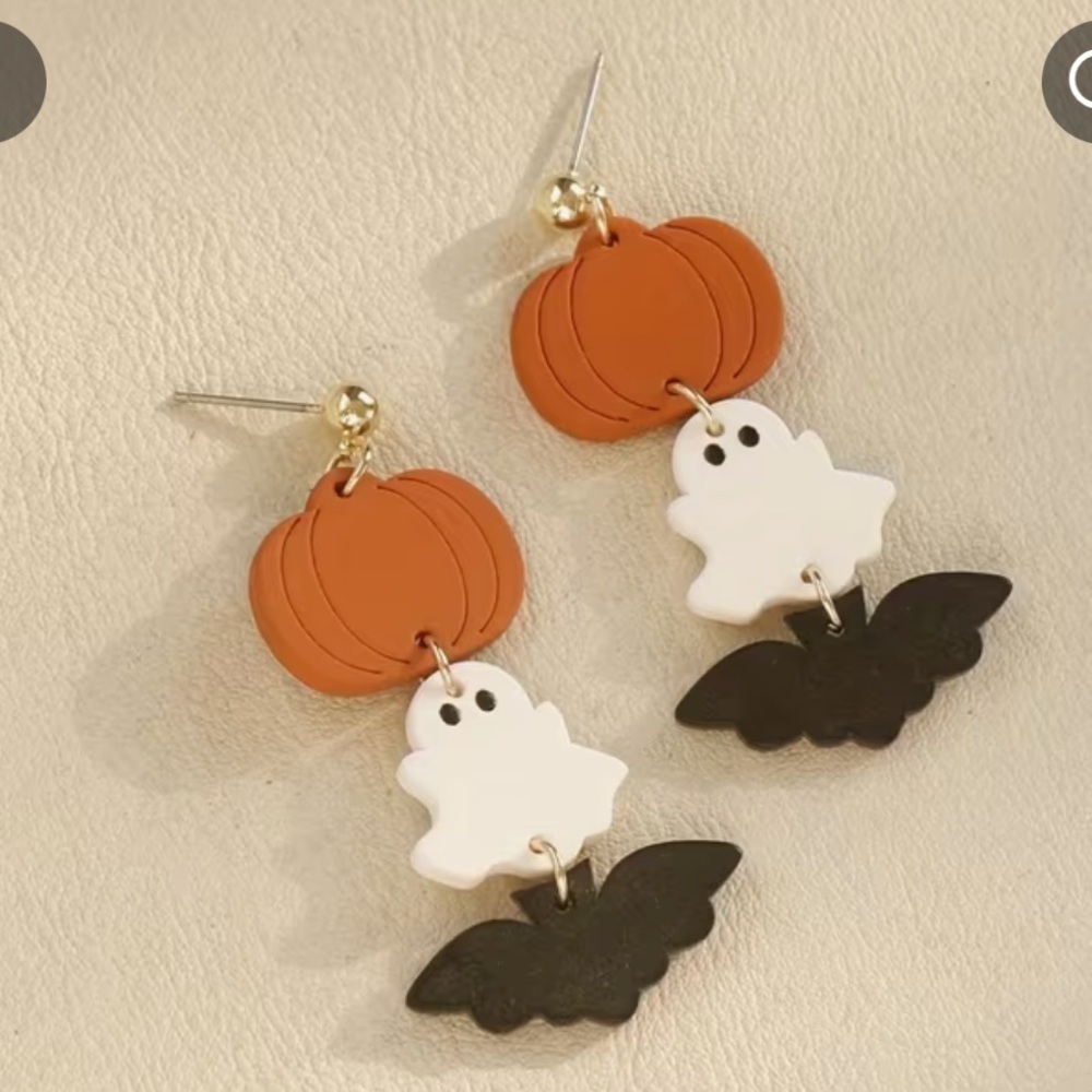 NWT Halloween Pumpkin and Ghost Dangle Earrings